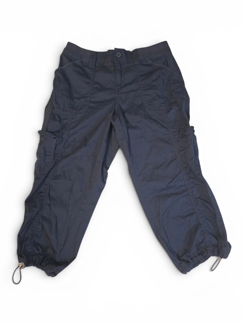 Y2K Navy Cargo Capris with Drawstring Ankles